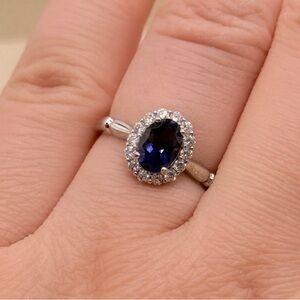 Elegant Silver and Blue Lolite Gemstone Ring